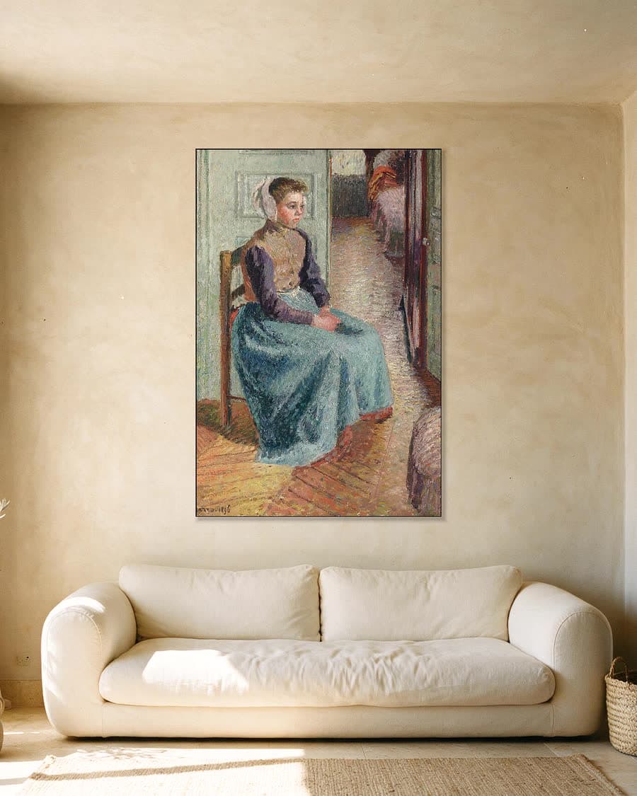 Vlaams dienstmeisje, genaamd La Rosa in een aluminium frame aan dezelfde muur