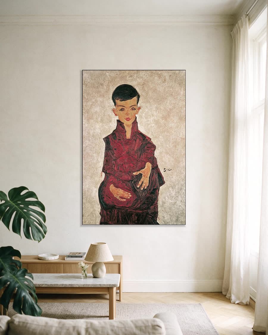Portret van Herbert Reiner in een aluminium frame aan dezelfde muur
