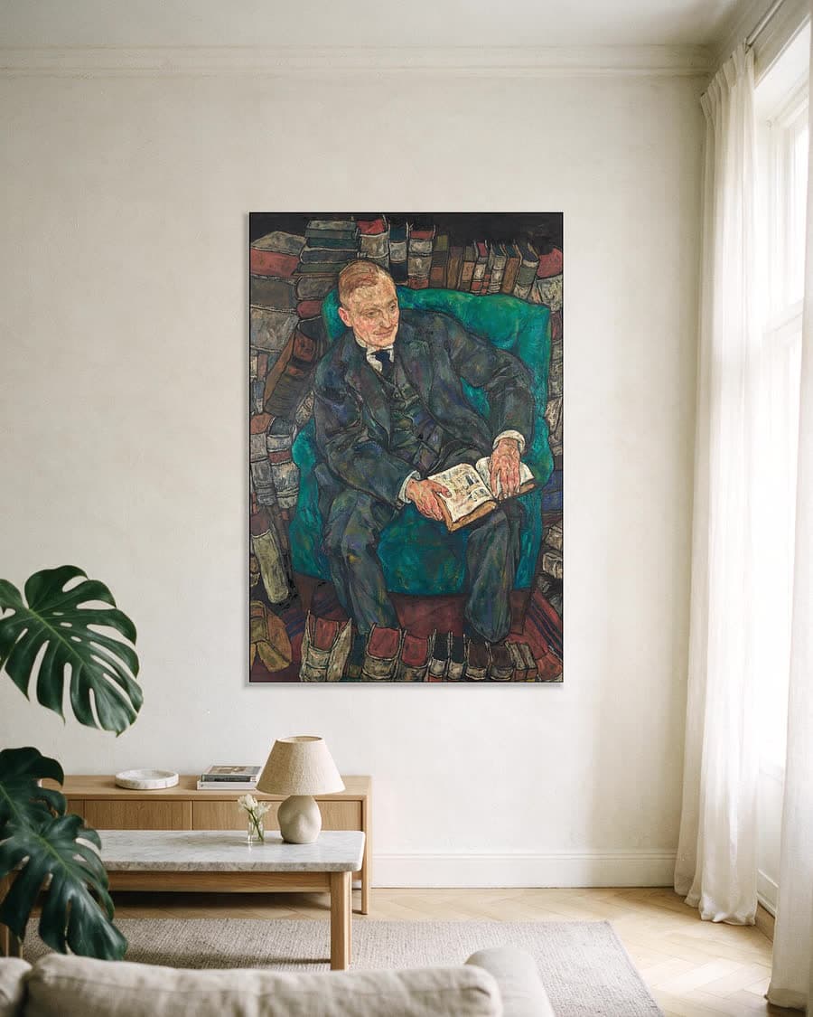 Dr. Hugo Koller in een aluminium frame aan dezelfde muur