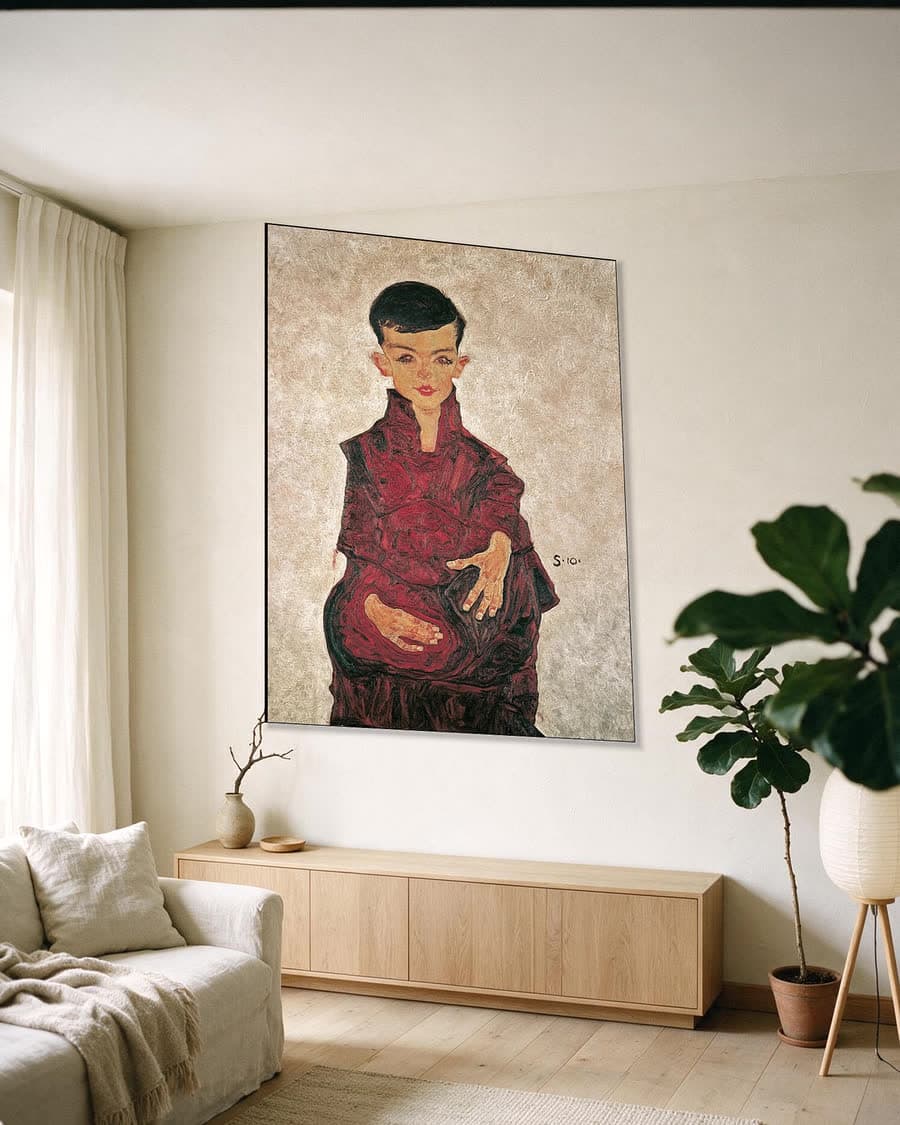 Portret van Herbert Reiner in een aluminium frame aan dezelfde muur