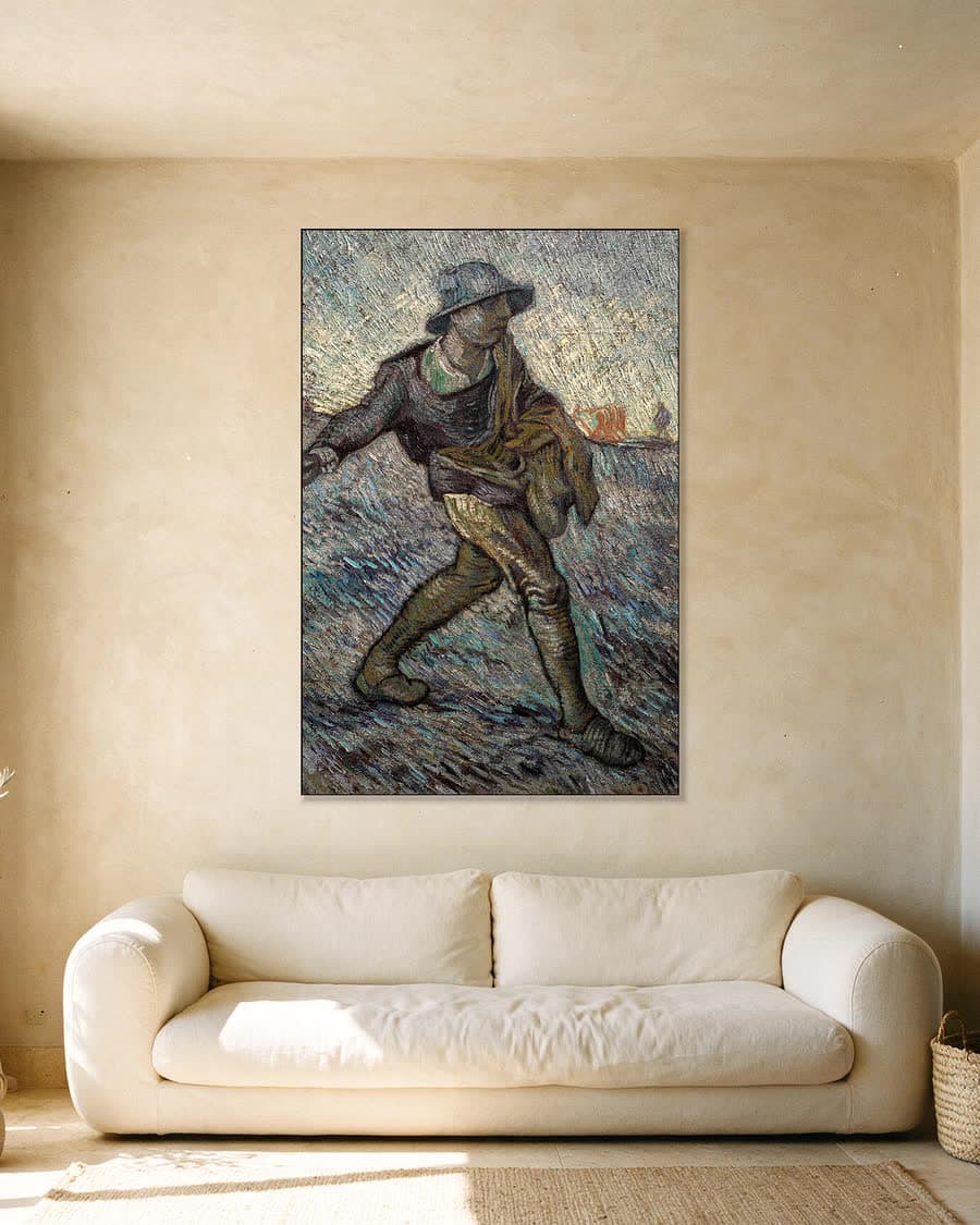 De zaaier in een aluminium frame aan dezelfde muur