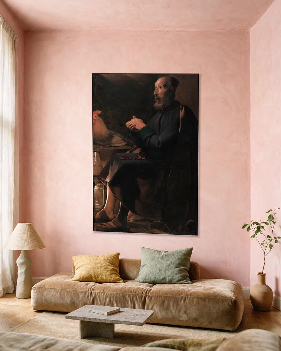 De boetvaardige Petrus in een aluminium frame aan dezelfde muur