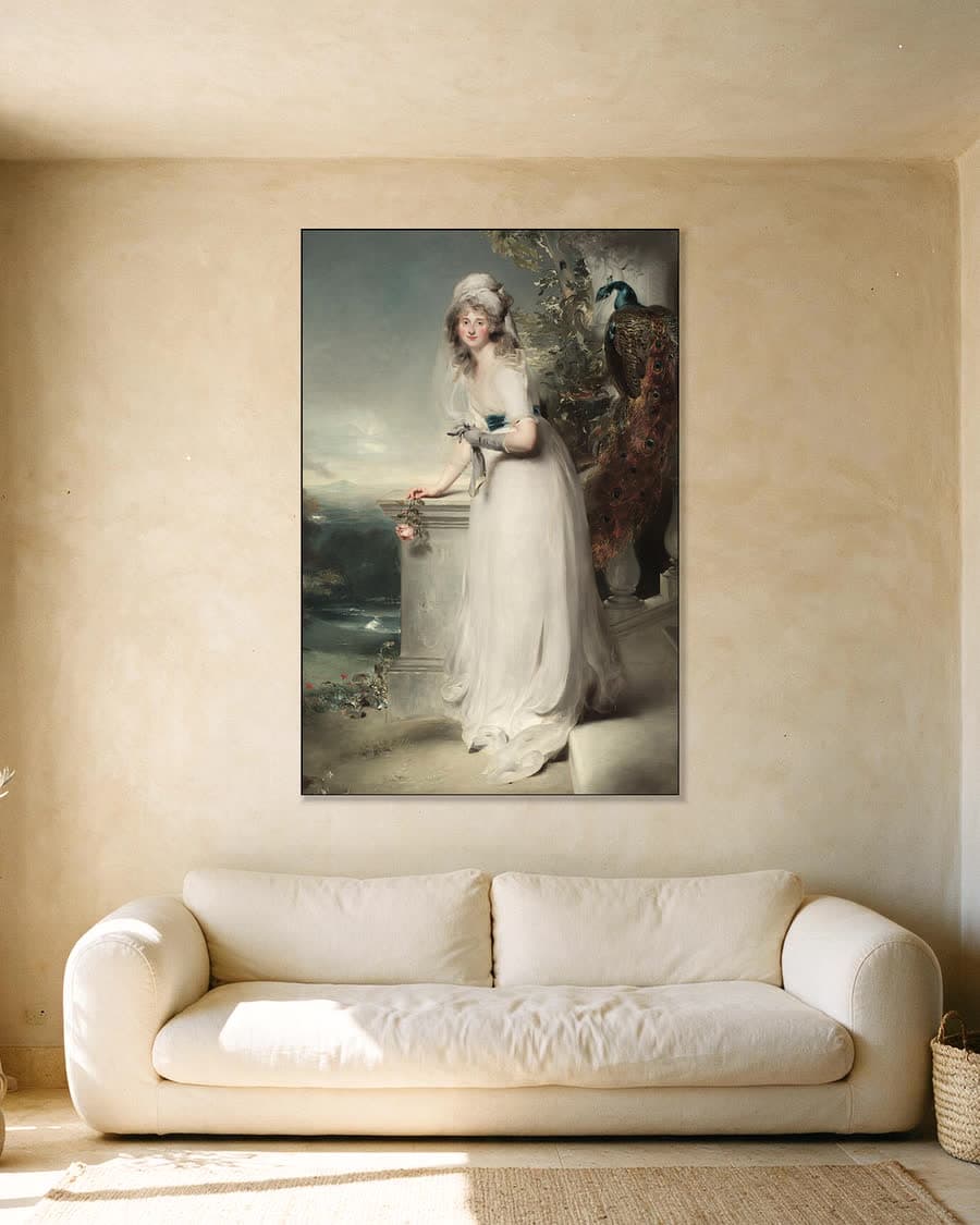 Portret van Catherine Grey, Lady Manners in een aluminium frame aan dezelfde muur
