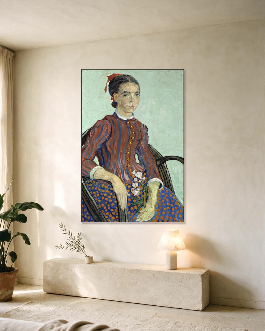 Jong meisje (La Mousmé) in een aluminium frame aan dezelfde muur