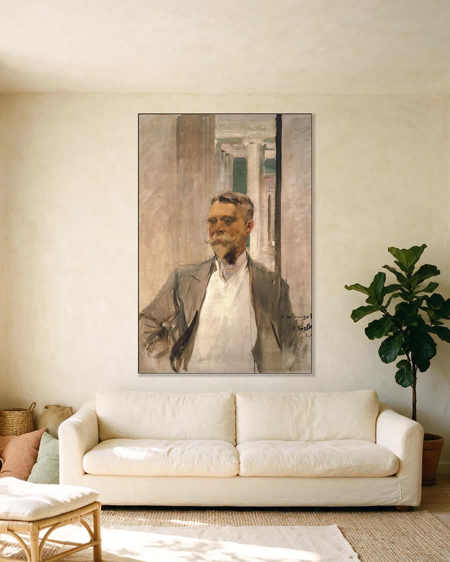 Portret van Charles M. Kurtz in een aluminium frame aan dezelfde muur