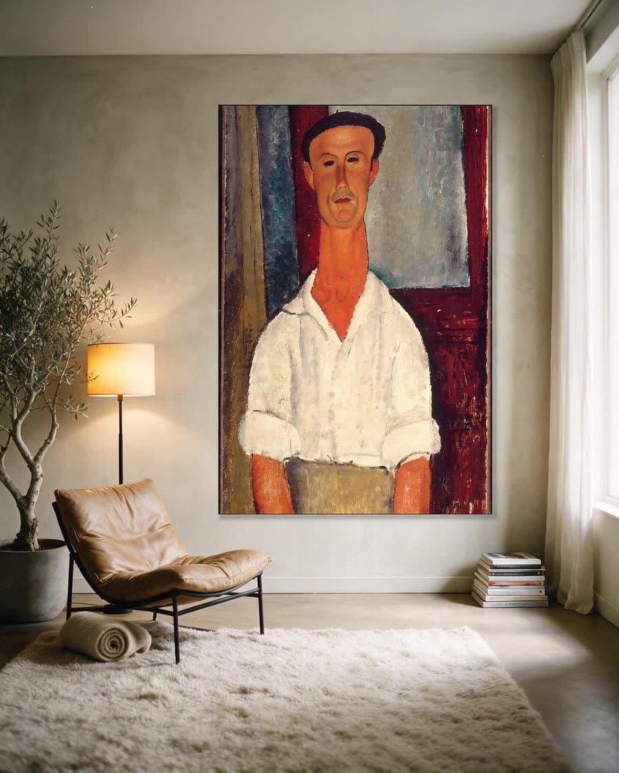 Gaston Modot in een aluminium frame aan dezelfde muur