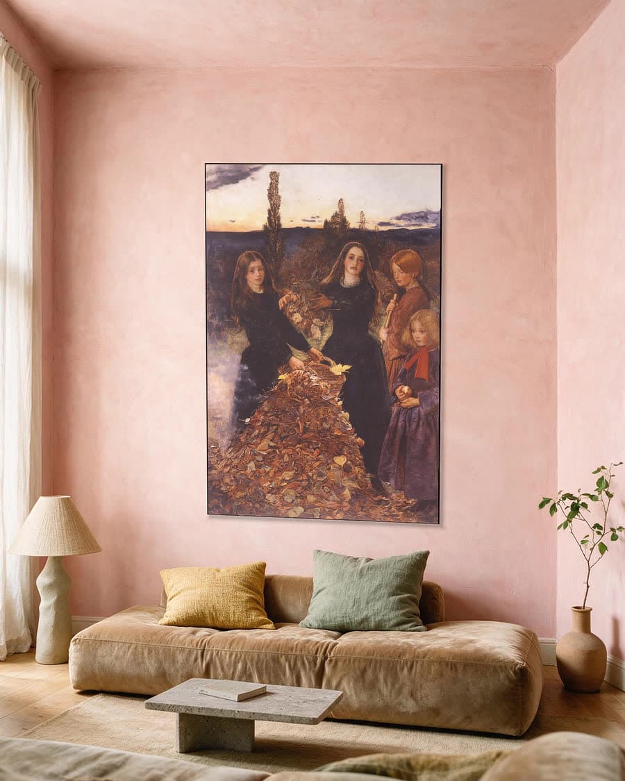 Autumn Leaves (1856) in een aluminium frame aan dezelfde muur