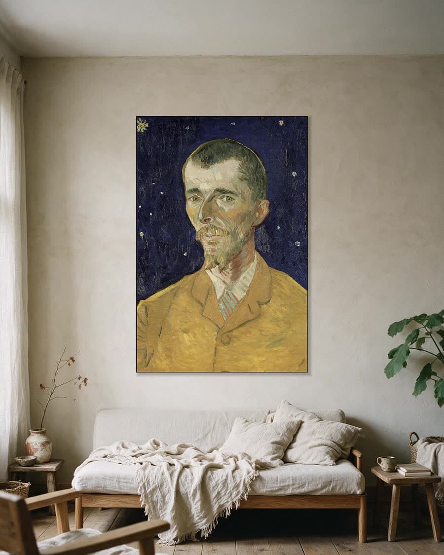 Portret van Eugène Boch in een aluminium frame aan dezelfde muur