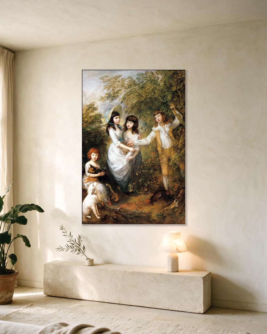 De kinderen Marsham in een aluminium frame aan dezelfde muur
