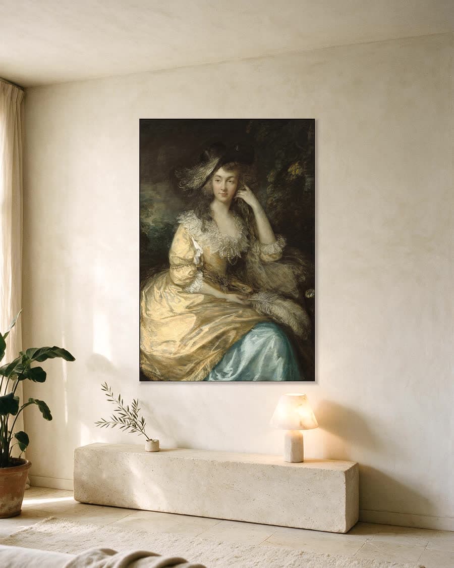 Portret van Frances Susanna, Lady de Dunstanville in een aluminium frame aan dezelfde muur