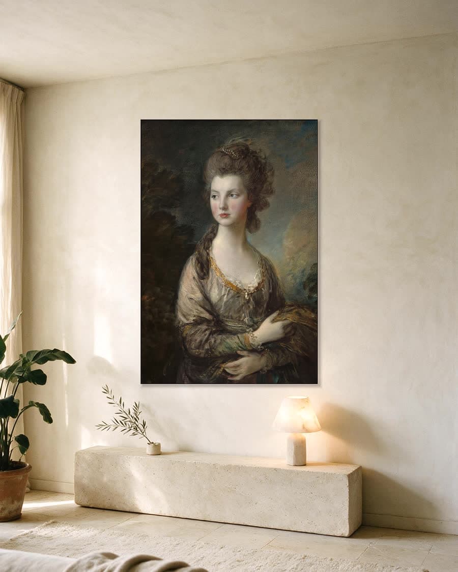 Portret van Mrs. Thomas Graham in een aluminium frame aan dezelfde muur