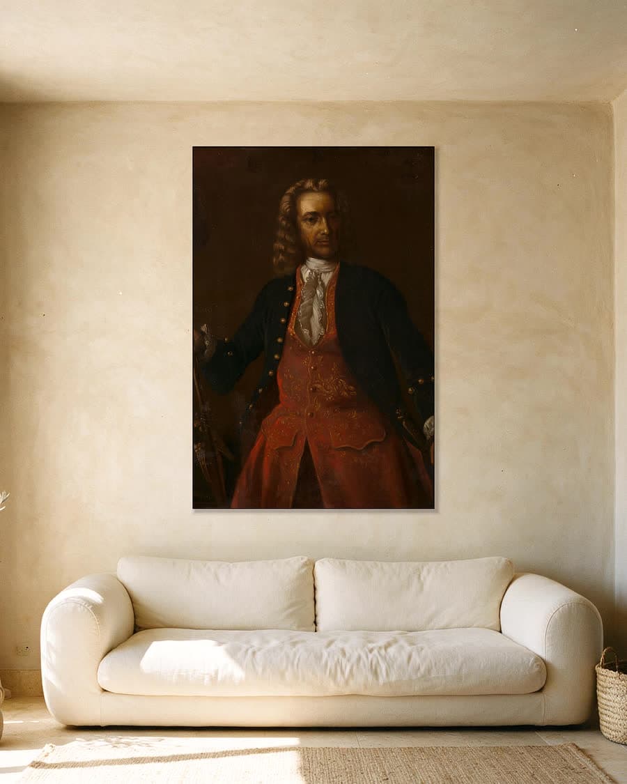Jacob Mossel (1750-1761) in een aluminium frame aan dezelfde muur