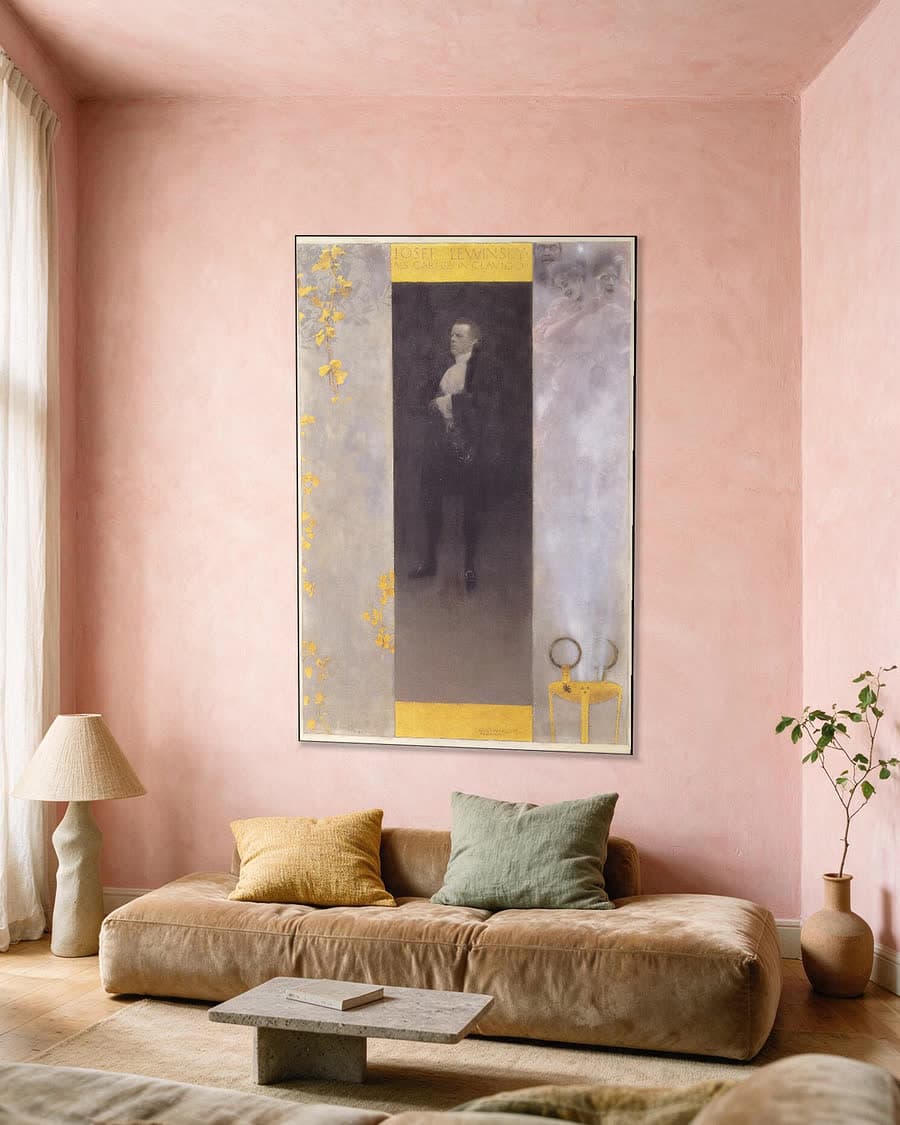 Hofacteur Josef Lewinsky als Carlos in Clavigo in een aluminium frame aan dezelfde muur