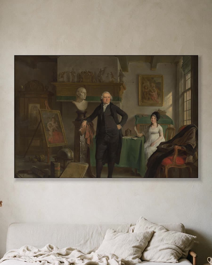 Portret van Jan de Bosch en Margaretha Kroon in een aluminium frame aan dezelfde muur