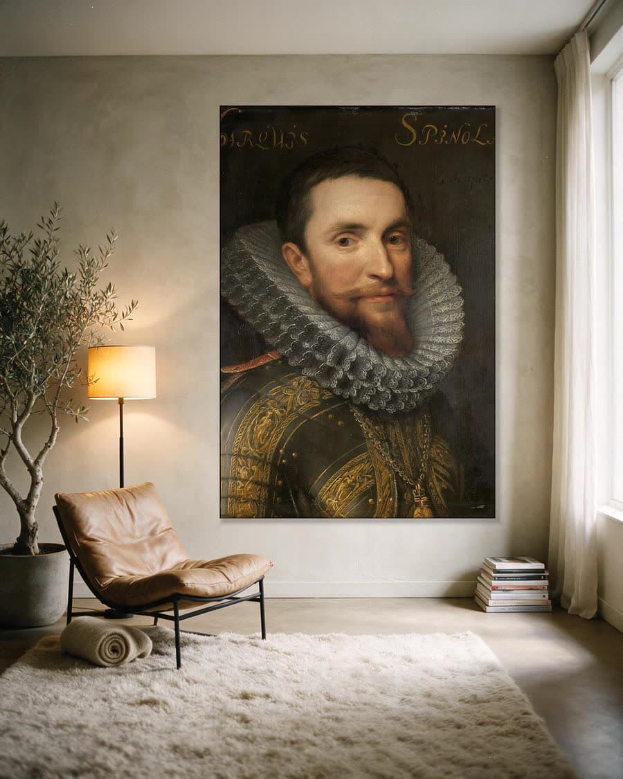 Ambrogio (1569-1630), markies de Spinola in een aluminium frame aan dezelfde muur