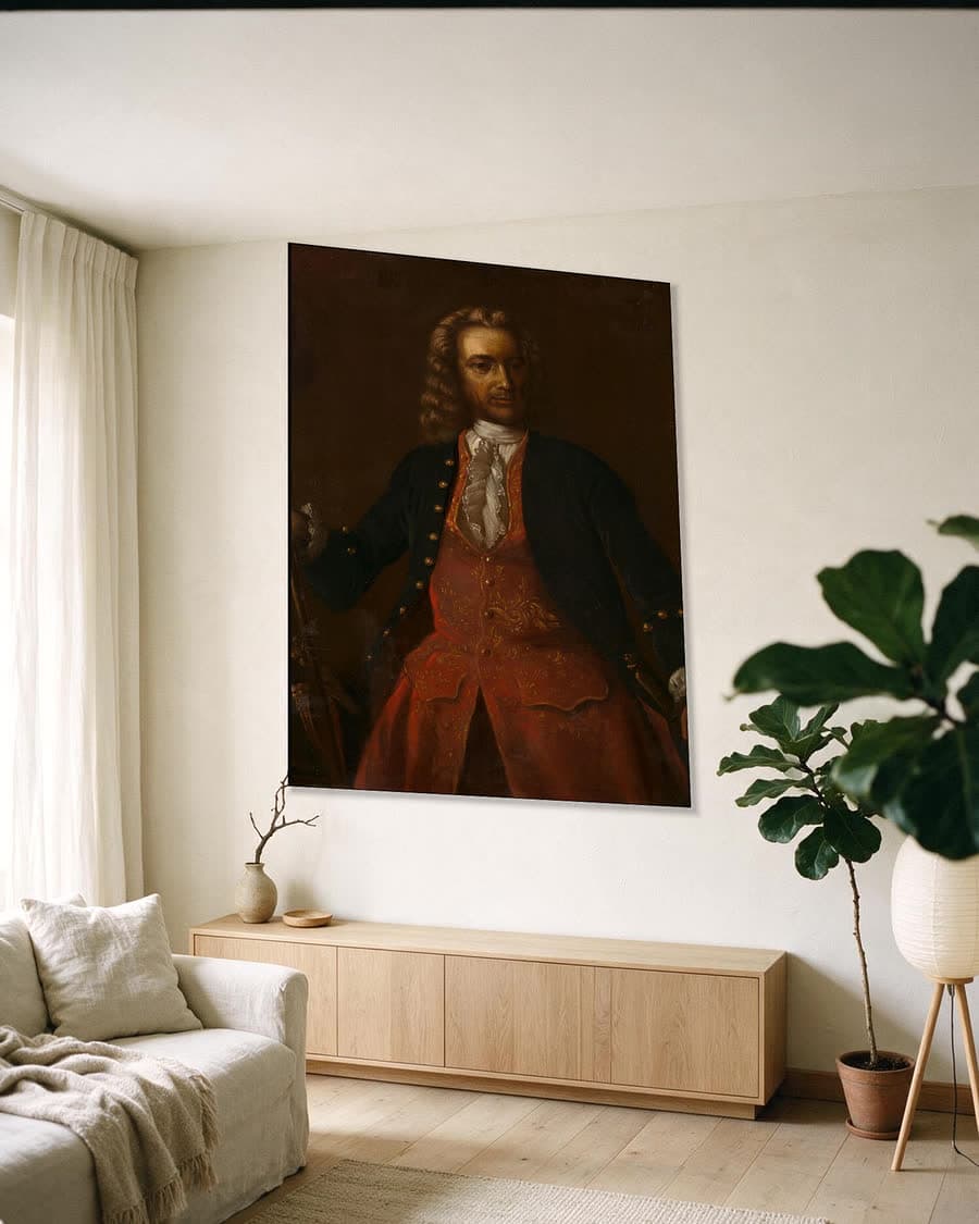 Jacob Mossel (1750-1761) in een aluminium frame aan dezelfde muur