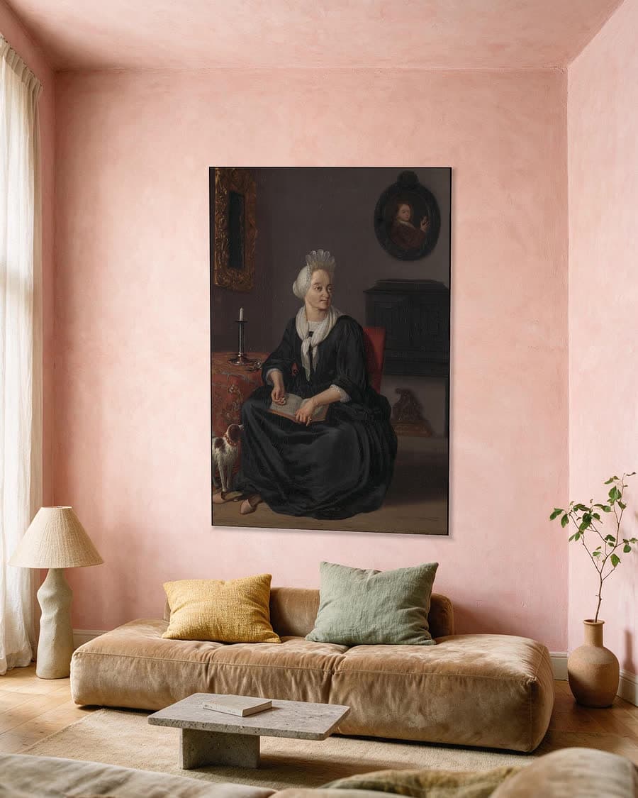Anna de Hooghe, 1645-1717, vierde echtgenote van de schilder in een aluminium frame aan dezelfde muur