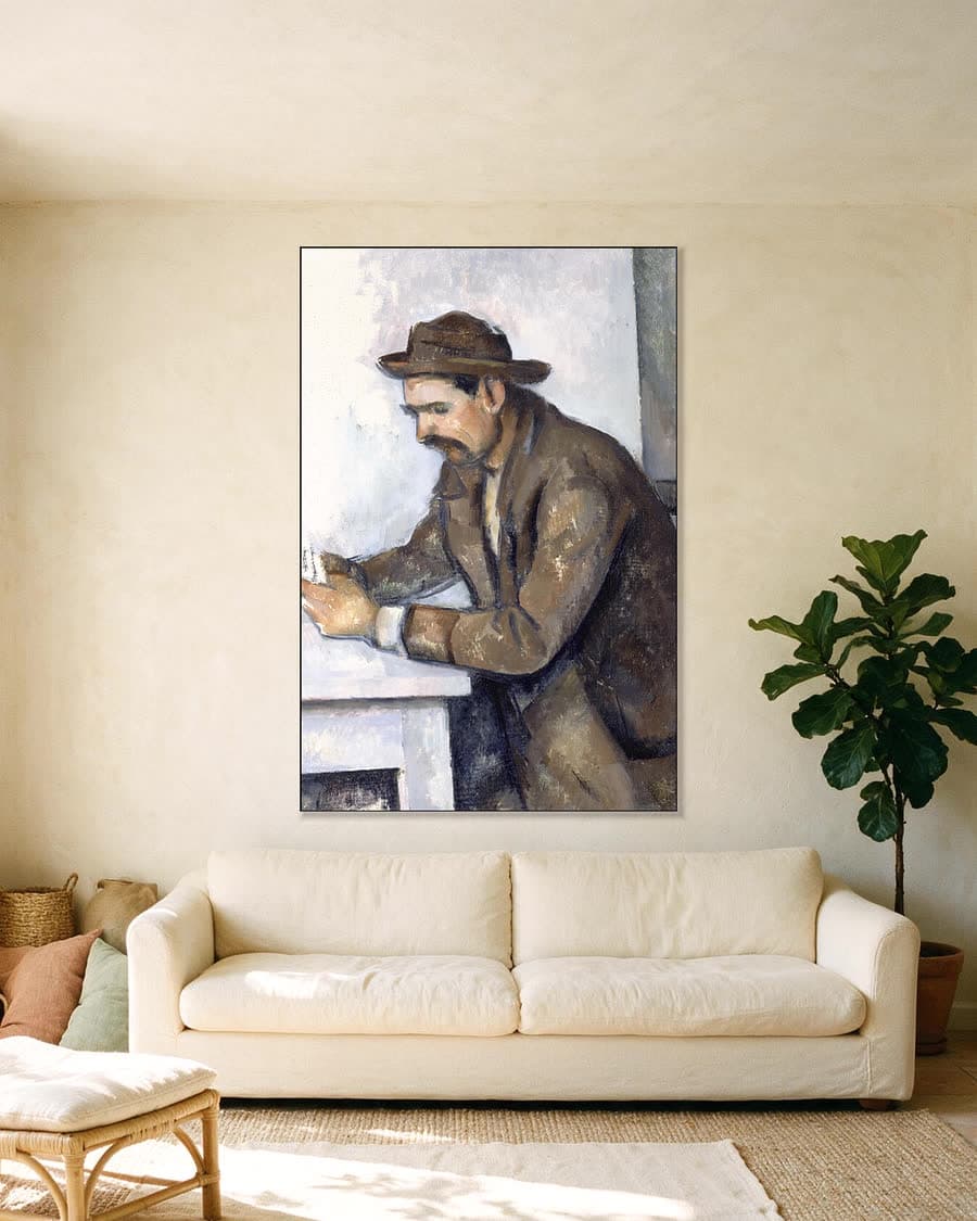 De kaartspeler in een aluminium frame aan dezelfde muur