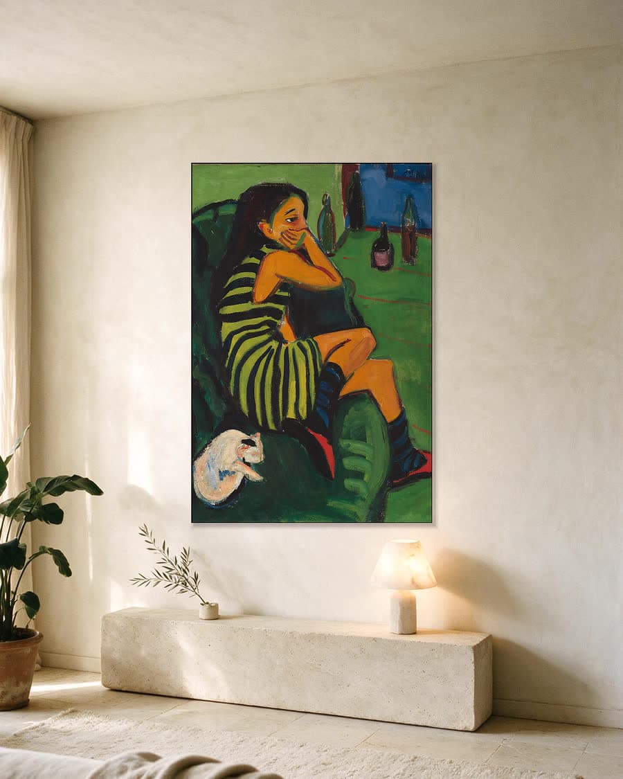 Artieste in een aluminium frame aan dezelfde muur