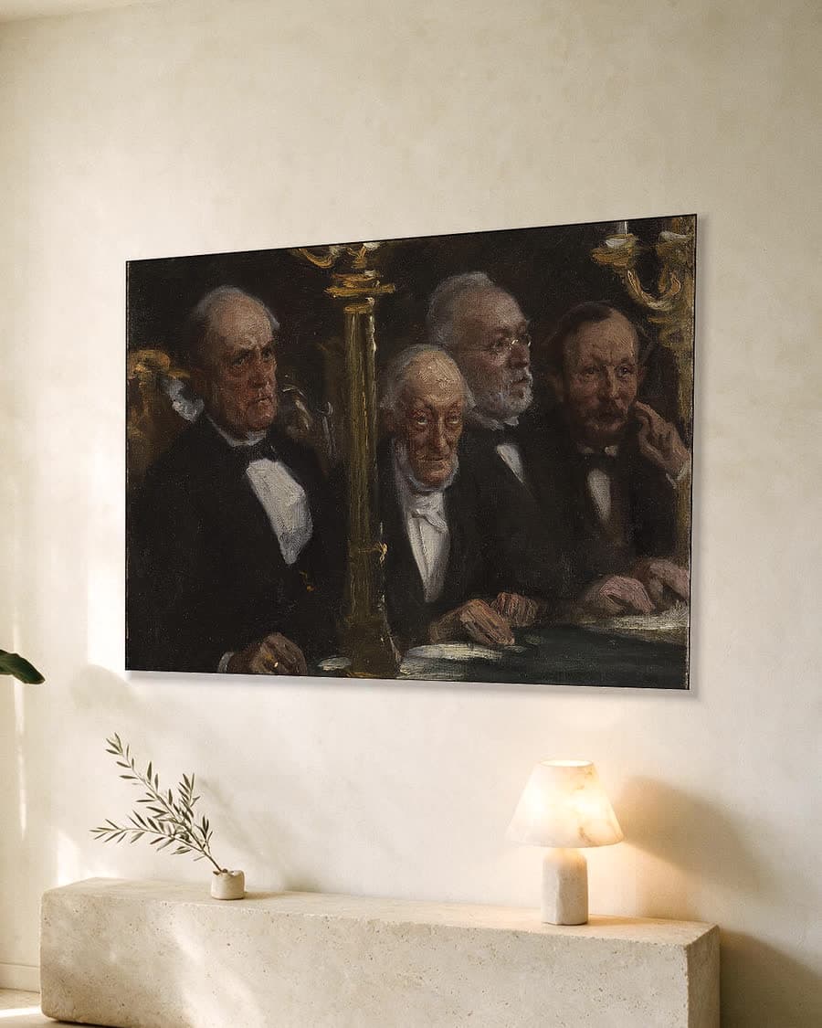 Portretgroep in een aluminium frame aan dezelfde muur