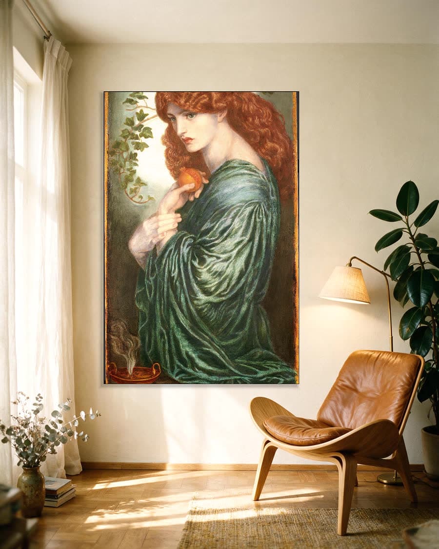 Proserpina in een aluminium frame aan dezelfde muur
