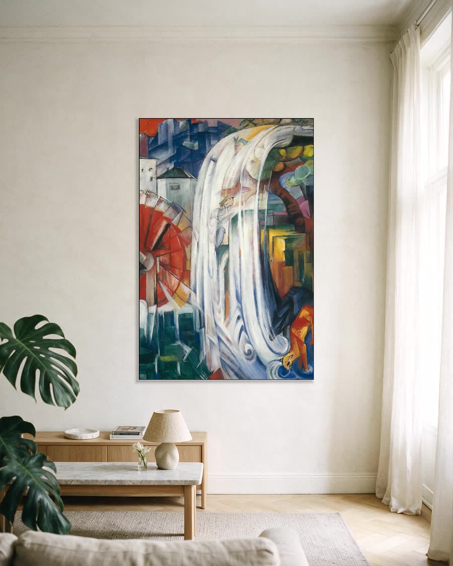De Waterval in een aluminium frame aan dezelfde muur