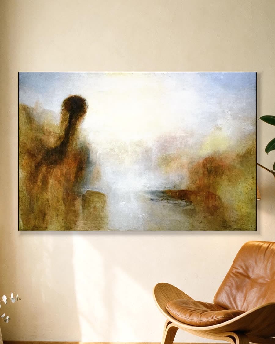 Misty Ochtendgloren in een aluminium frame aan dezelfde muur