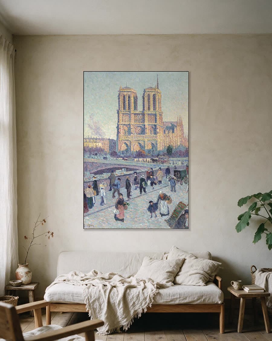 Notre Dame, Parijs in een aluminium frame aan dezelfde muur