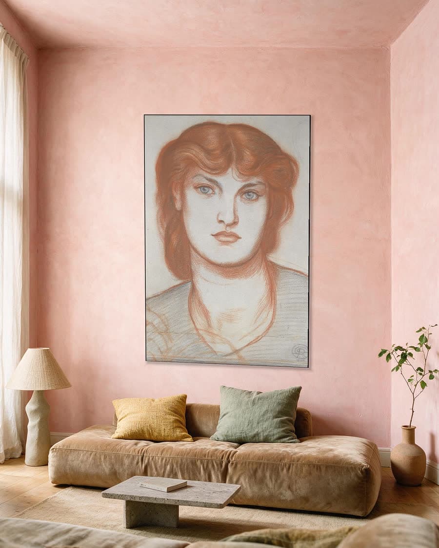 Regina Cordium, studie van Alexa Wilding in een aluminium frame aan dezelfde muur