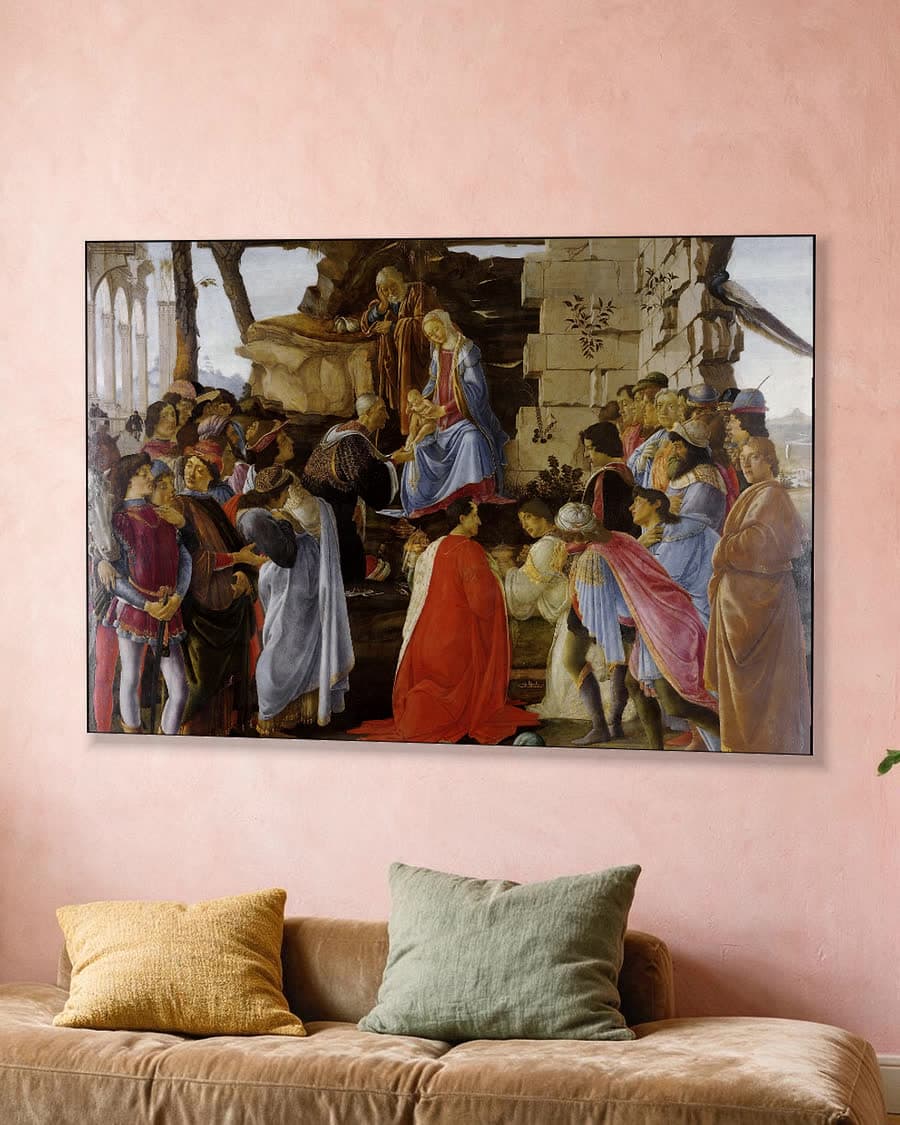 Aanbidding der wijzen in een aluminium frame aan dezelfde muur