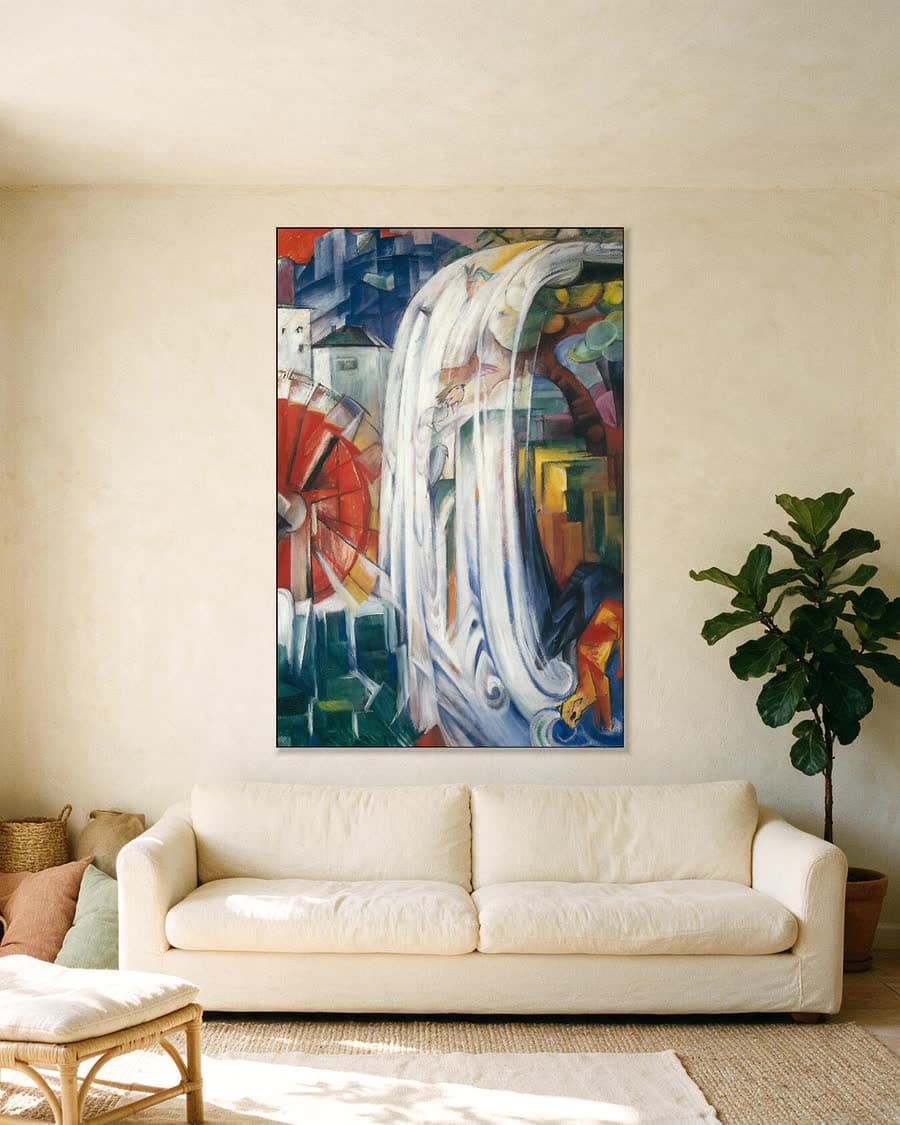 De Waterval in een aluminium frame aan dezelfde muur