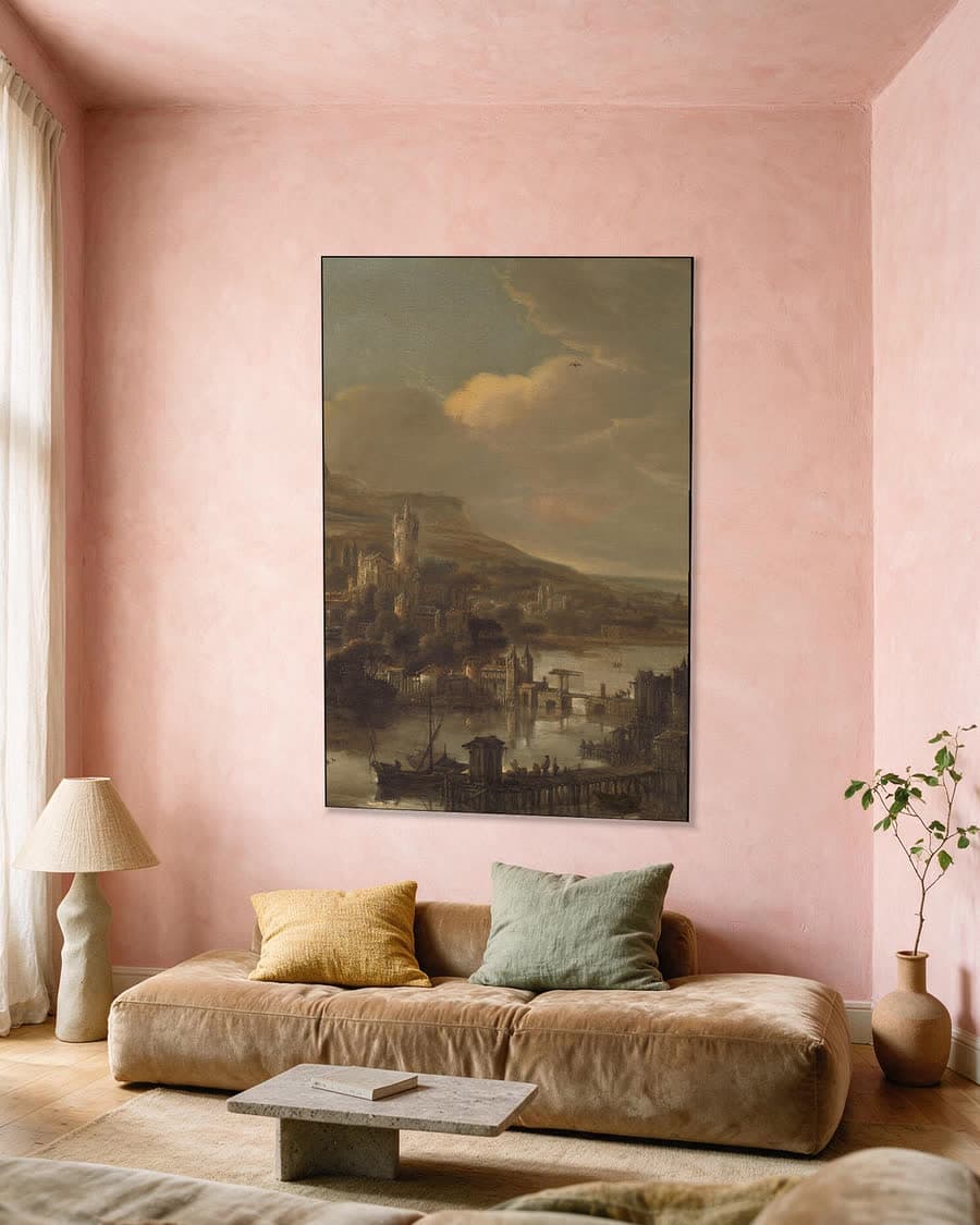 Riviergezicht in een aluminium frame aan dezelfde muur