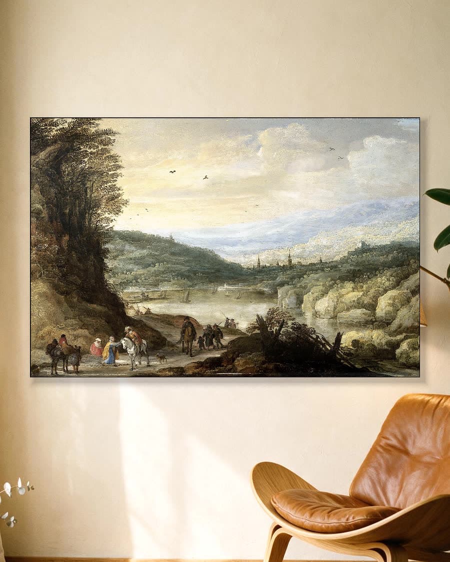 Landschap in een aluminium frame aan dezelfde muur
