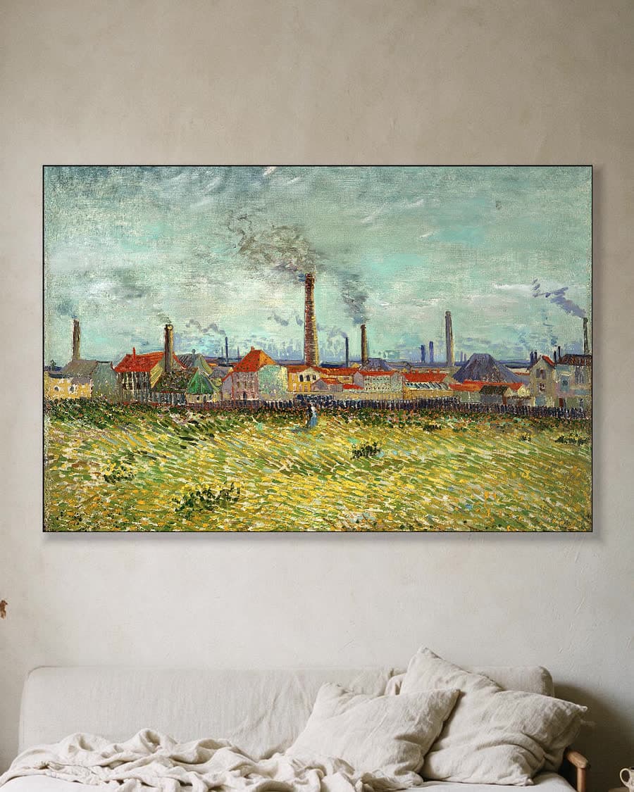 Fabrieken bij Clichy in een aluminium frame aan dezelfde muur