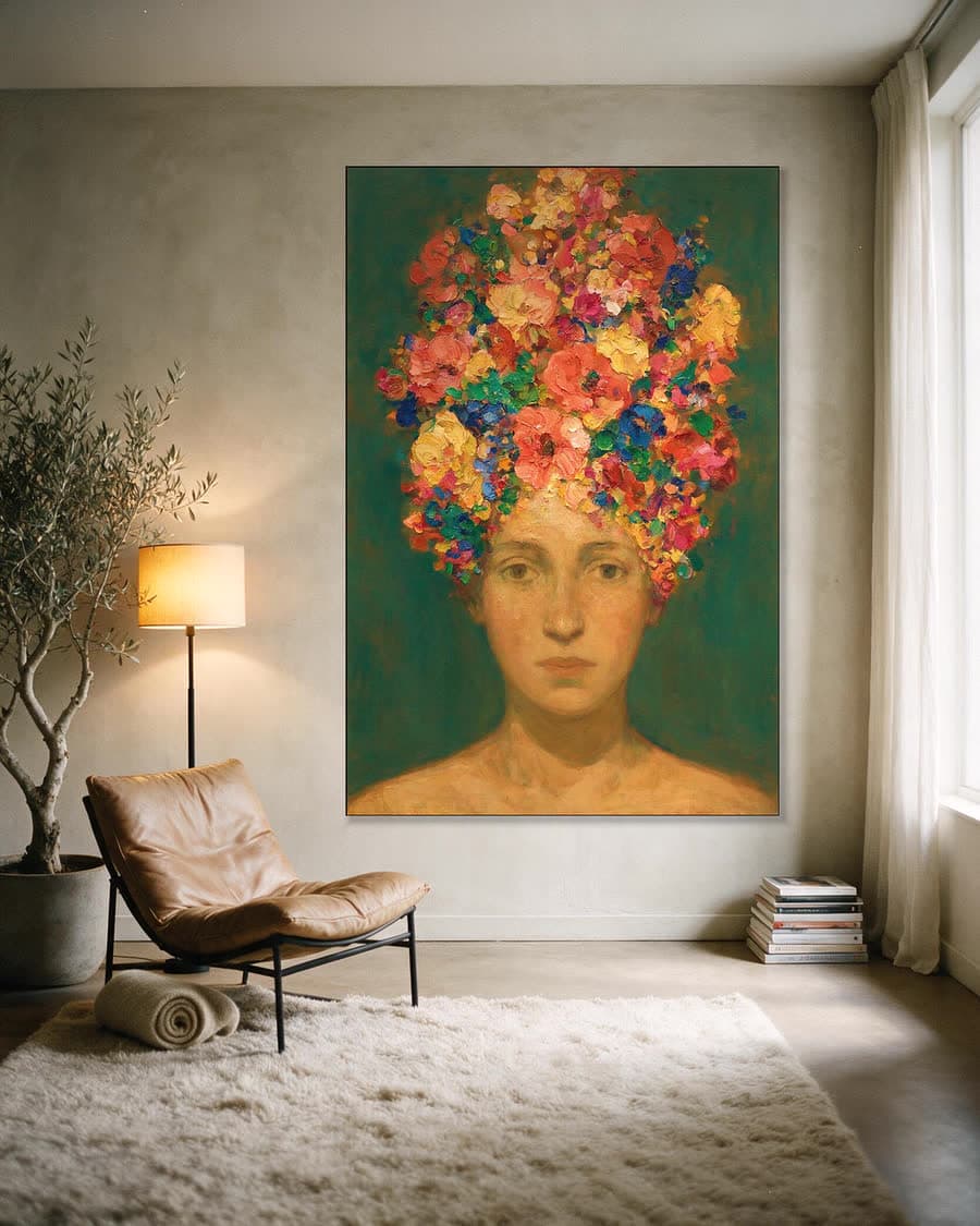 Dichte bos in bloei in een aluminium frame aan dezelfde muur