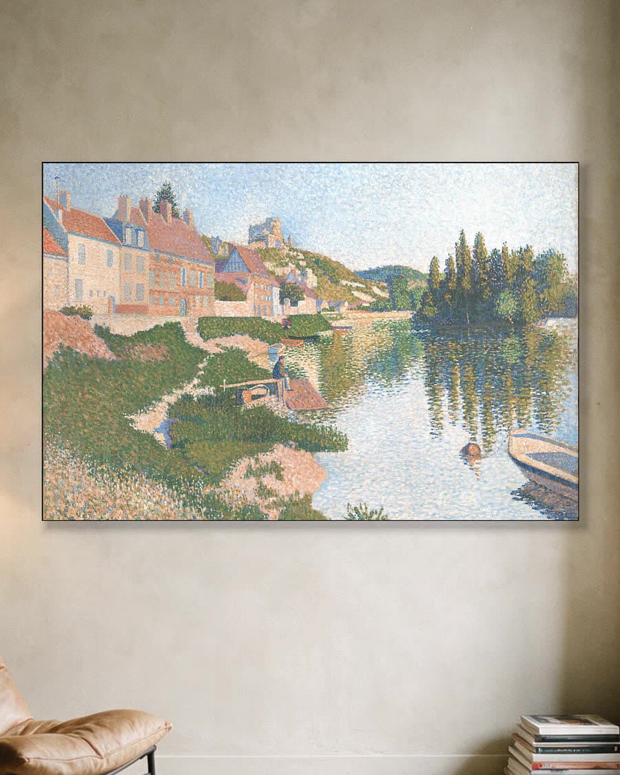 Les Andelys, de oever in een aluminium frame aan dezelfde muur