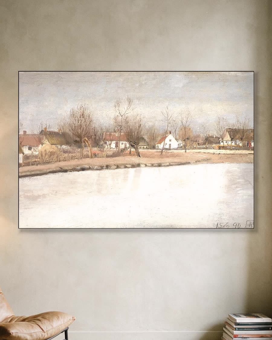 De dorpsvijver in Ring in een aluminium frame aan dezelfde muur