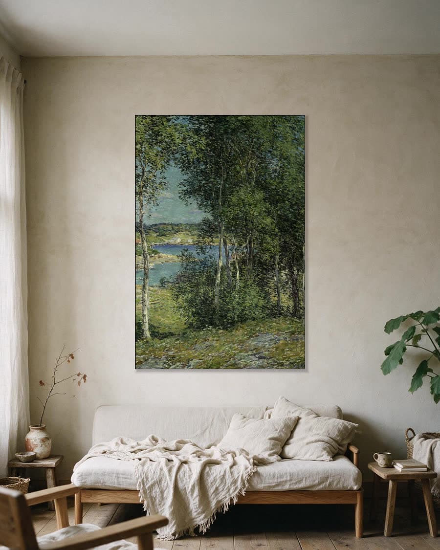 Een familie berken in een aluminium frame aan dezelfde muur