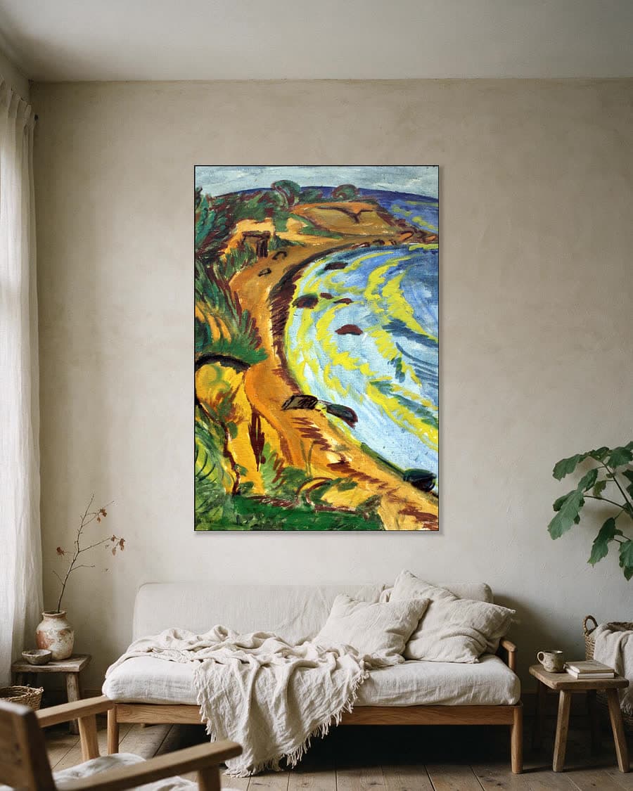 Baai aan de kust van Fehmarn in een aluminium frame aan dezelfde muur