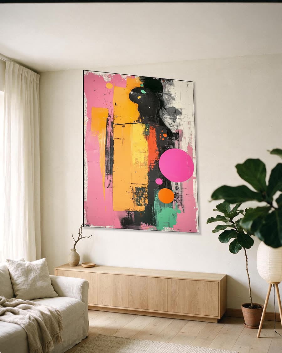 Roze doorbraak in een aluminium frame aan dezelfde muur