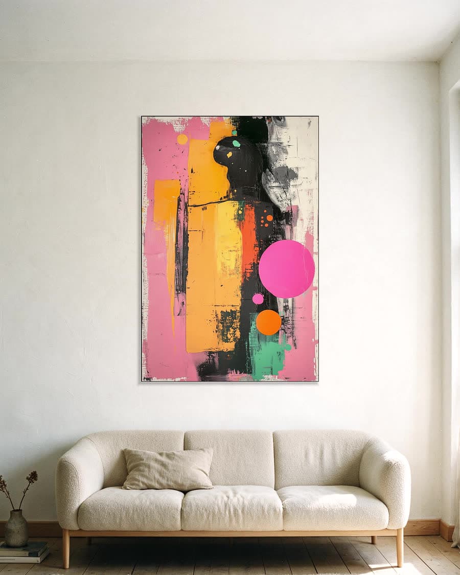 Roze doorbraak in een aluminium frame aan dezelfde muur