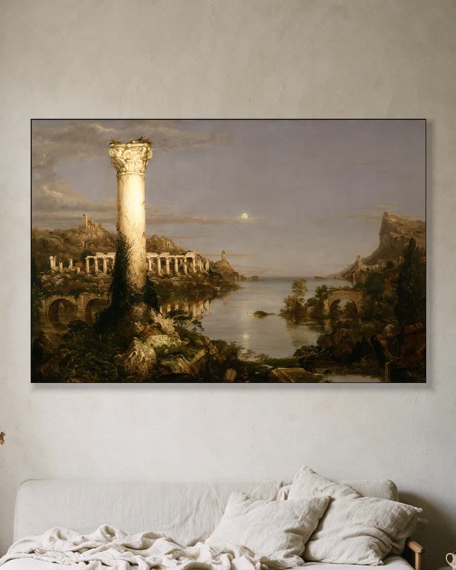 Het rijk der verlatenheid in een aluminium frame aan dezelfde muur