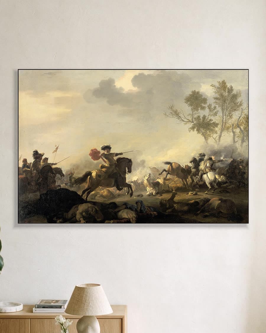 Ruitergevecht in een aluminium frame aan dezelfde muur
