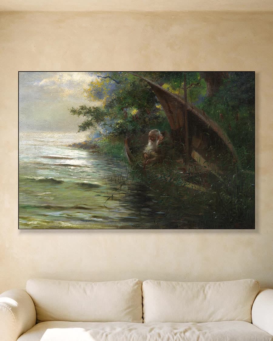 Rust aan het water in een aluminium frame aan dezelfde muur
