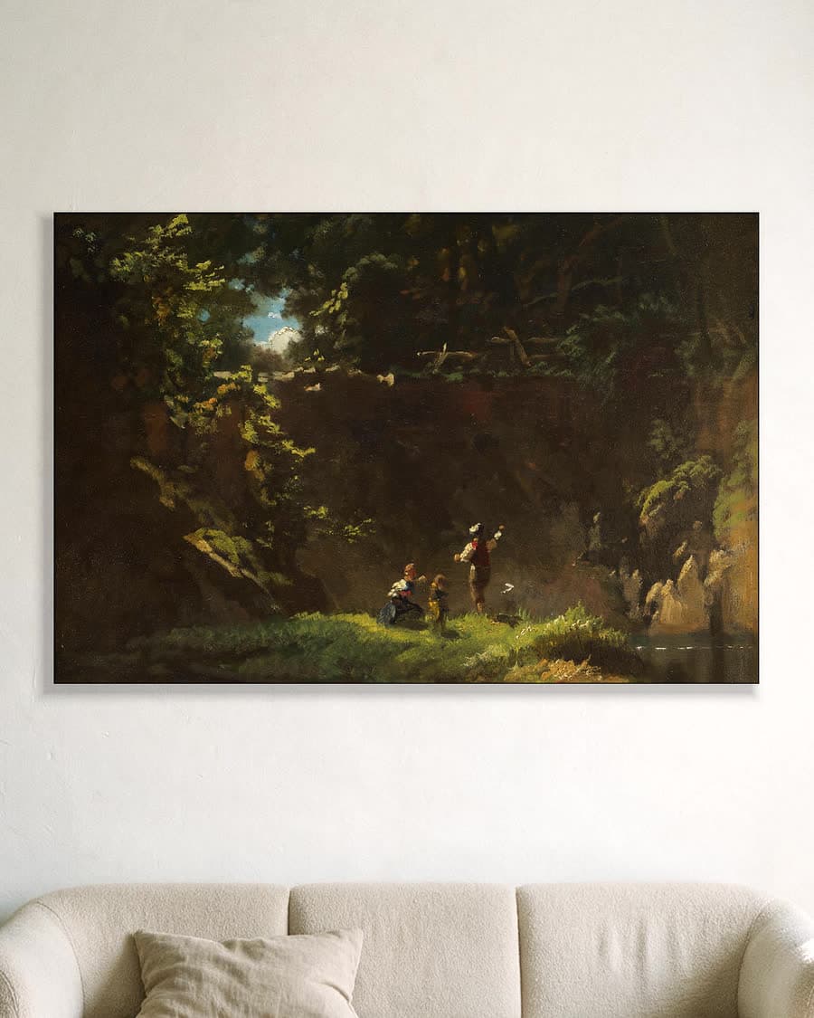 Rust in het bos in een aluminium frame aan dezelfde muur