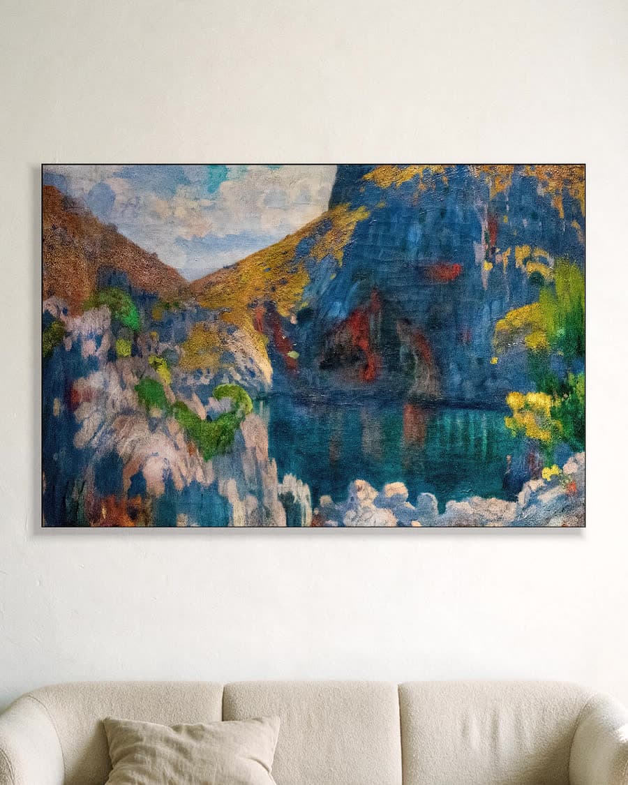 Goud en azuur in een aluminium frame aan dezelfde muur