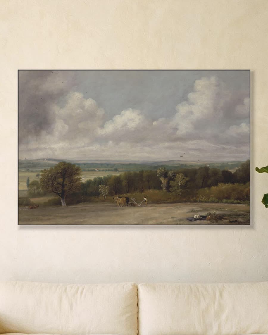 Ploegen in Suffolk in een aluminium frame aan dezelfde muur