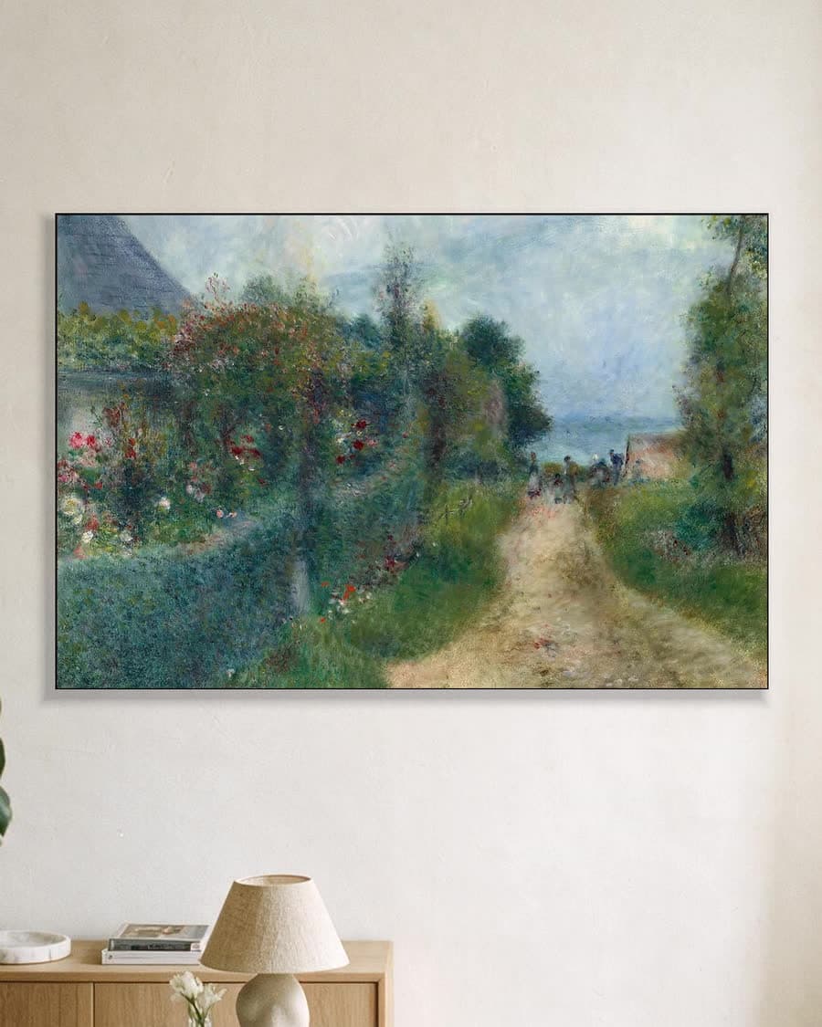 De weg bij Wargemont in een aluminium frame aan dezelfde muur
