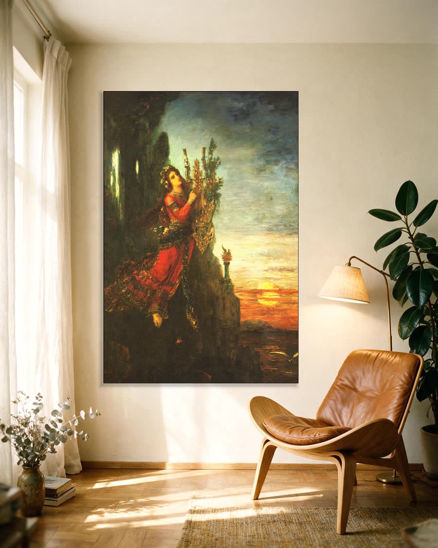 Sappho in een aluminium frame aan dezelfde muur