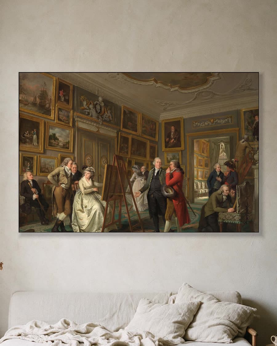 De kunstgalerij van Jan Gildemeester Jansz in een aluminium frame aan dezelfde muur